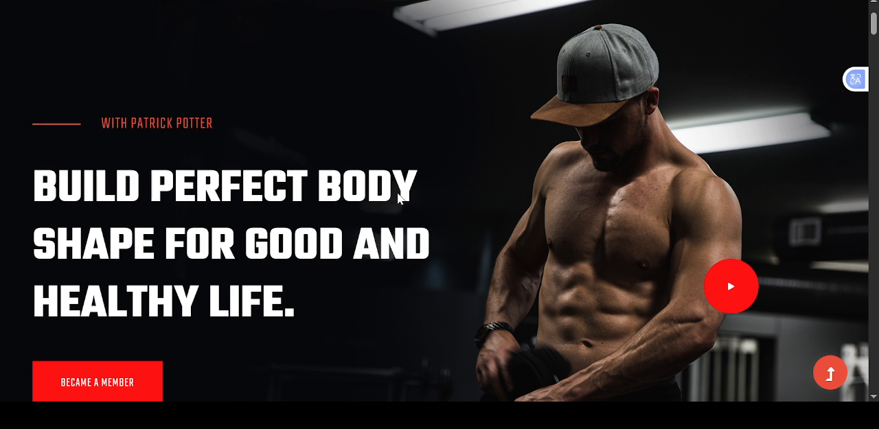 Gym website preview from the supplied project assets.