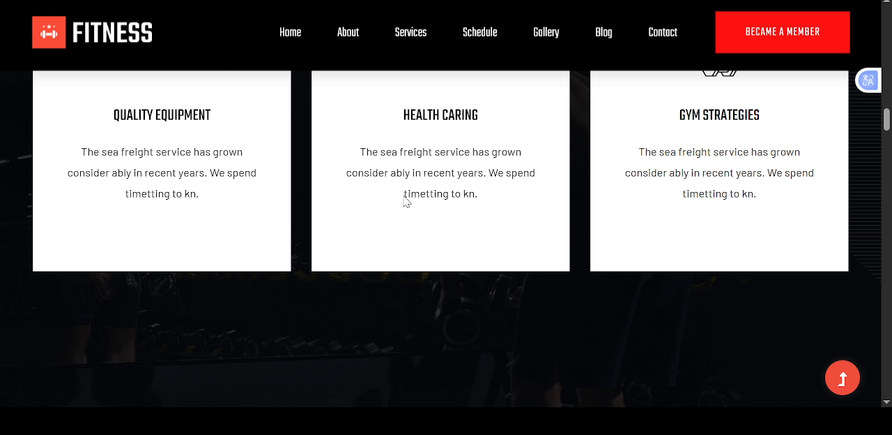 Gym website services preview
